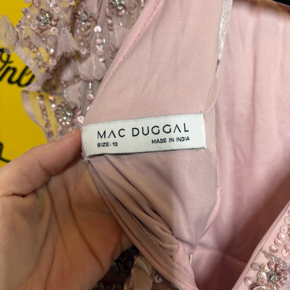 NWT Mac Duggal Pink Cap Sleeve Sheath Midi Dress With Floral Beading - Picture 8 of 8